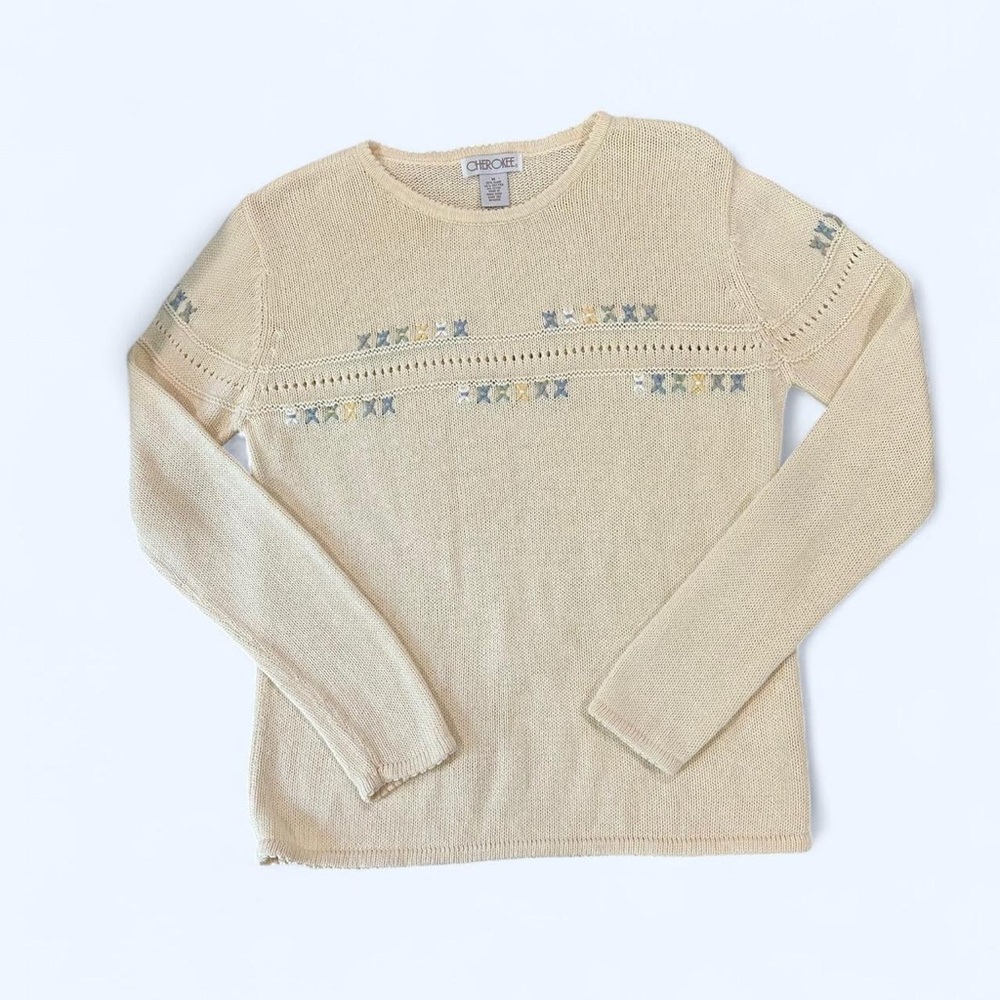 Obey Beige Knit Sweater with Star Accents